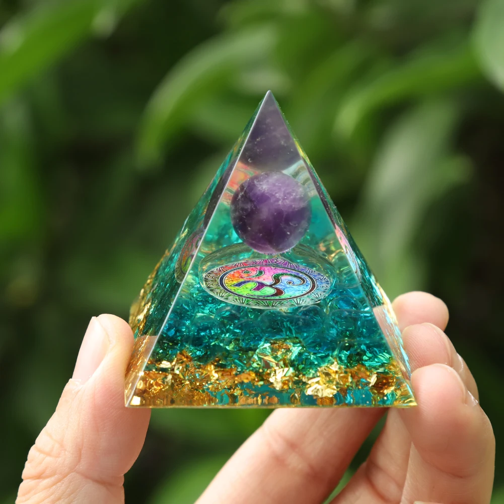 Natural Tiger Eye Orgonite Pyramid Healing Crystals Energy Generator Reiki Chakra Multiplier Orgone Amethyst Meditation Stone5X5