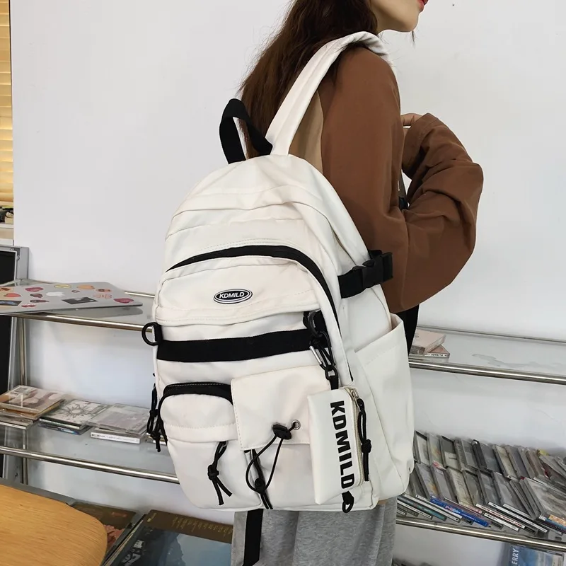 Mochila minimalista de grande capacidade feminina, mochila de computador para estudantes do ensino médio, design japonês