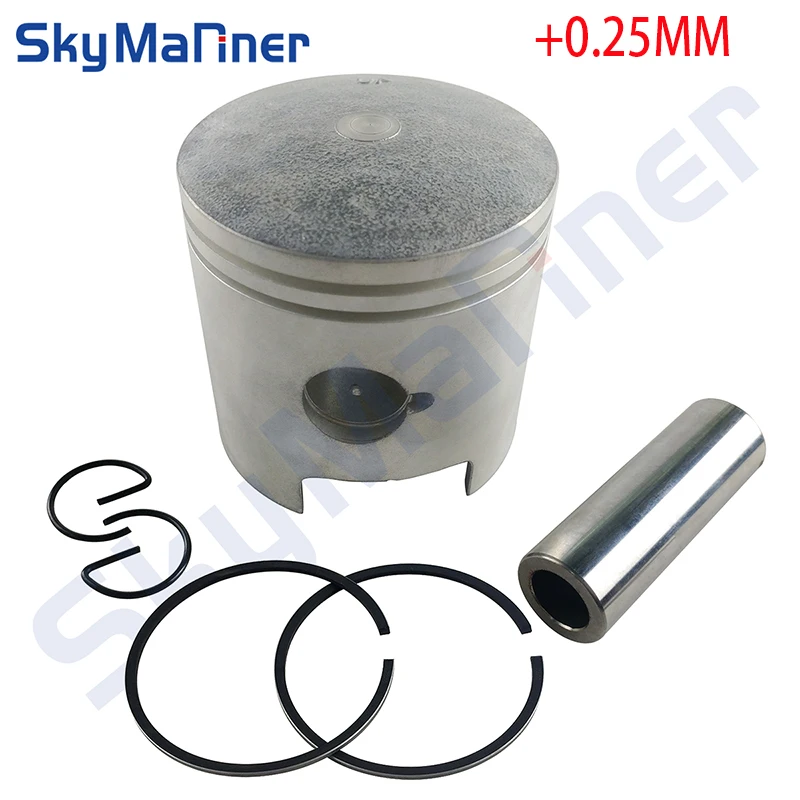 Piston and Piston Ring Set (0.25Mm O/s) 61N-11635 For Yamaha 2 stroke Outboard Motor 25HP 30HP 61N-11635-00 61N-11635-00-00