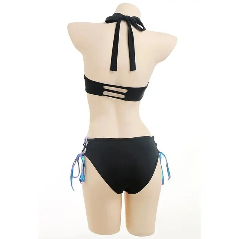 Kanroji Mitsuri Sexy Beach Summer Bikini Swimsuit Cosplay Costume Women Bathing Suit Wig Socks Full Sets