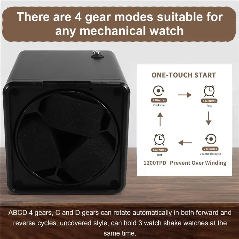 A95D-Vertical Winder Watch Box Automatic Rotator Silent Watch Winders Motor Men Mechanical Watches Display Boxes Accessory