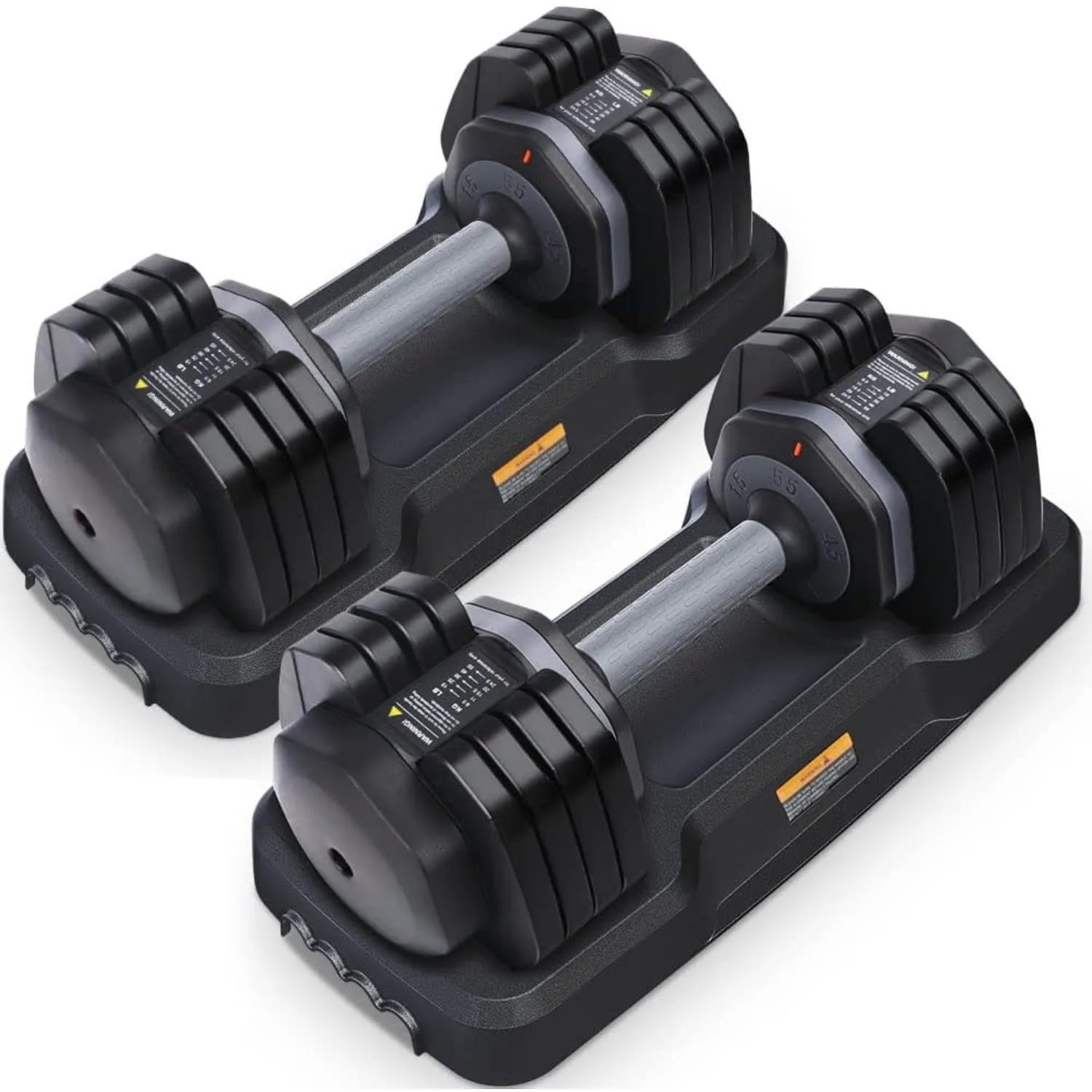 49KG Pair Adjustable Dumbbells, 24.5KG 5-in-1 Dumbbell Set with Anti-Slip Fast Adjust Turning Handle for Body Workout Fitness