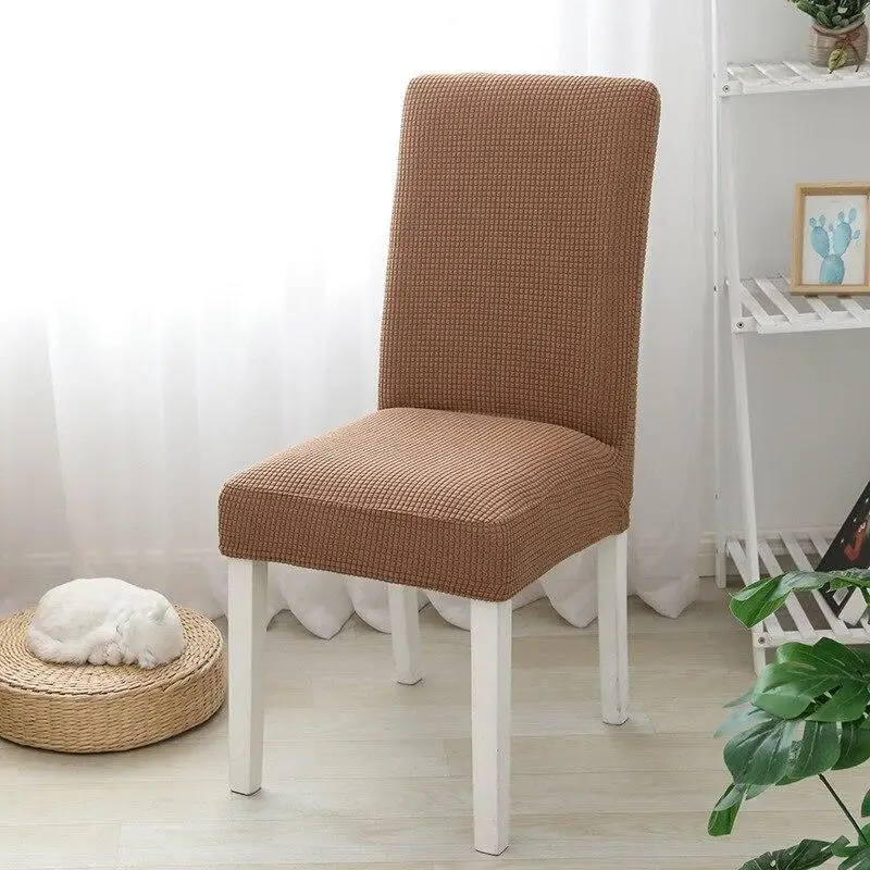 Jacquard Dining Chair Cover Spandex Elastic Stretch Long Back Chair Slipcover Case for Chairs Kitchen Hotel Wedding Banquet