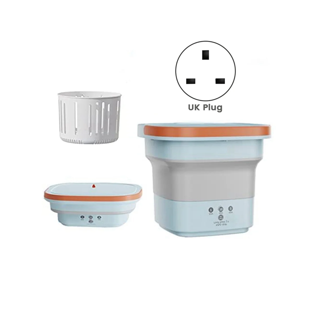 Mini Collapsible Portable Turbo Washing Machine with Drain Basket for Dorms, Travel, Gifts for Friends or Family UK Plug