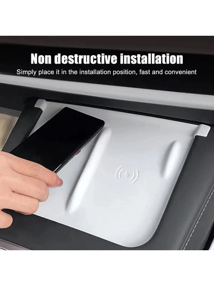 Tapis de chargement sans fil pour voiture, pour nouveau modèle Tesla 3/Y 2024 2023 2022, tapis de chargeur pour Console centrale, support de téléphone, tampons antidérapants en Silicone