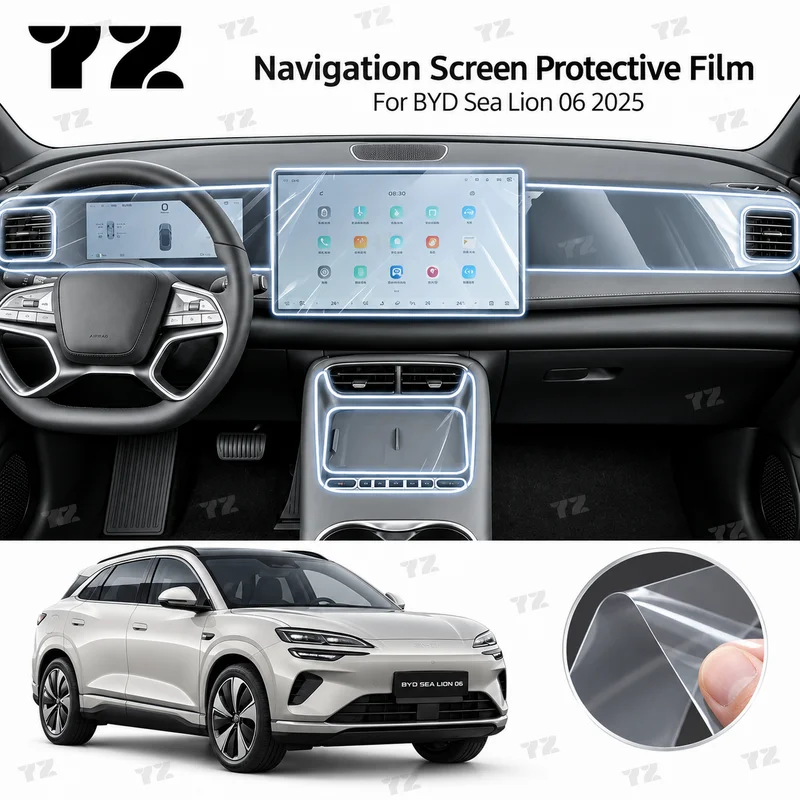 YZ Navigation Screen Protective Film For BYD Sea Lion 06 2025 Transparent Interior Anti-Scratch Display Protector