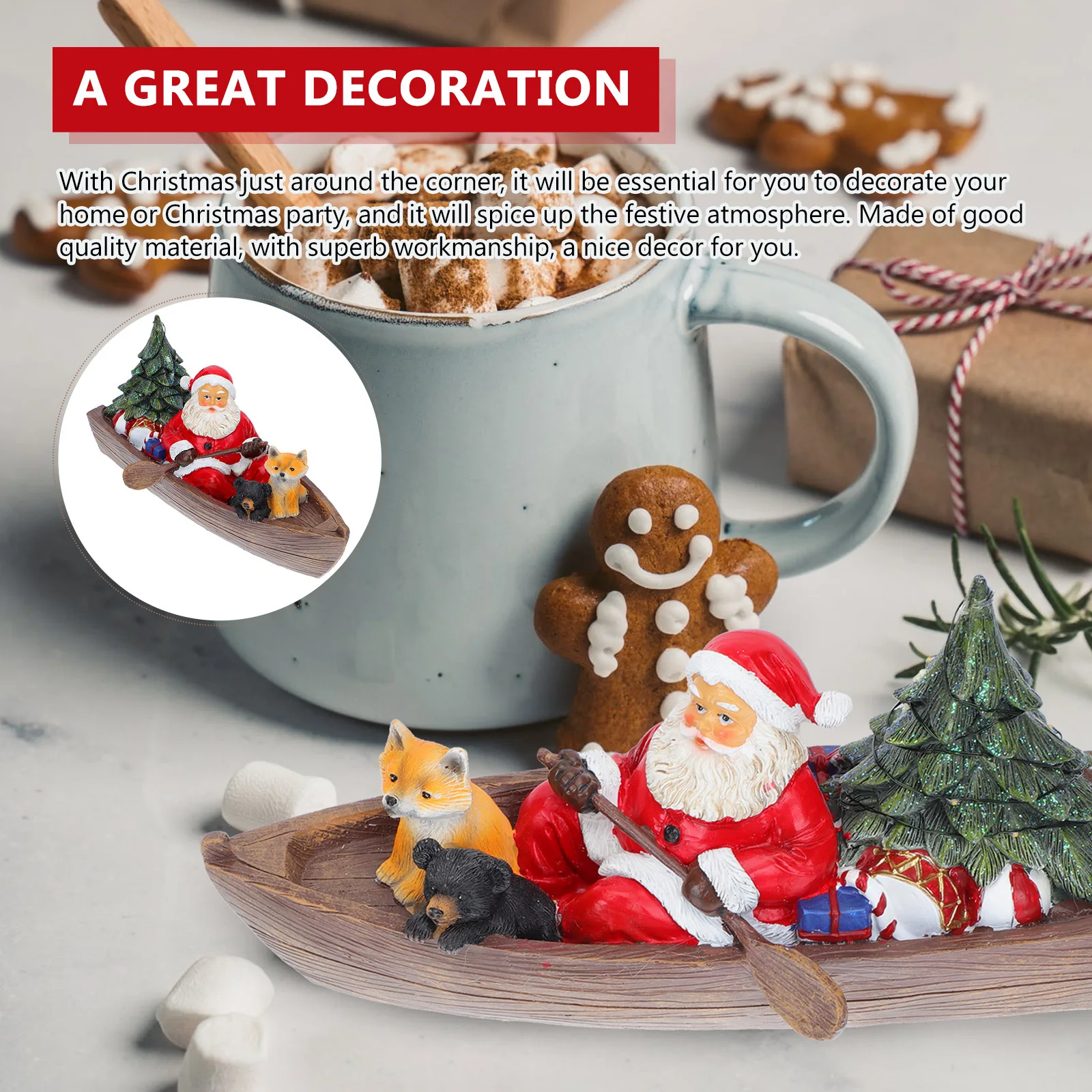 

1Pcs Santa Claus Resin Christmas Adornment Creative Luminous Xmas Desktop Ornament Festive Home Party Decoration Beautiful Craft