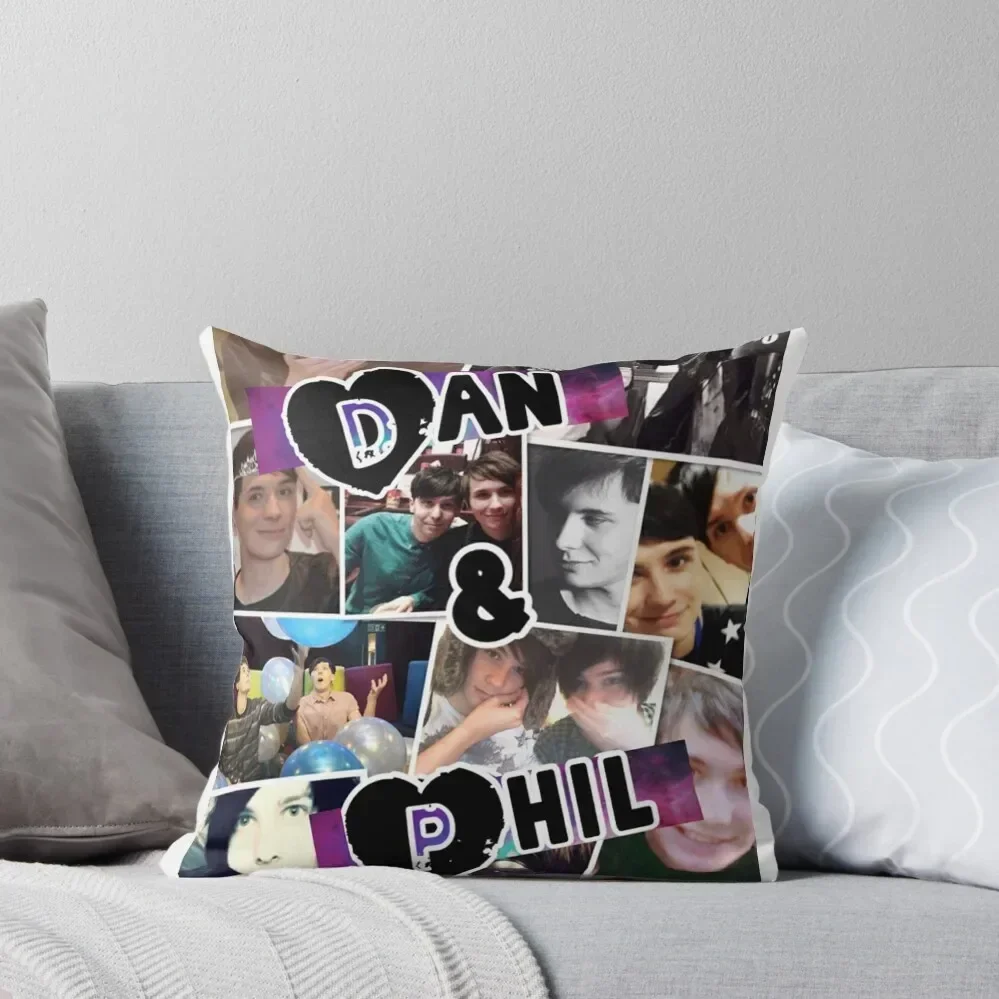 

Dan and Phil Collage Throw Pillow anime girl luxury covers pillows decor home Decorative Cushions pillow