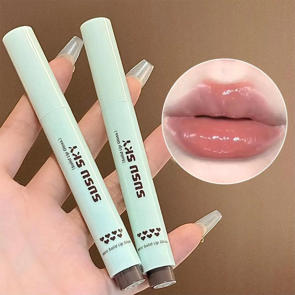 4 Colors Solid Lip Gloss Stick Non-Sticky Glass Shine Tint Light Lipstick Hydrating Natural Look Lip Balm Makeup Water R7O4
