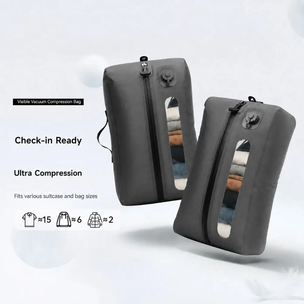 Reusable Vacuum Compression Bag Waterproof Electric Pump Luggage Packing Cube See-through Window Portable Electric Vacuum Bag