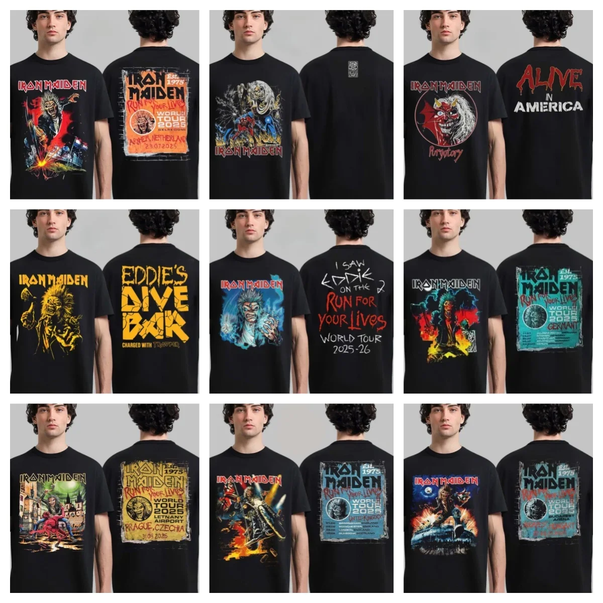 

Men T-shirts Iron Maiden Run for Your Lives World Tour 2025 Arnhem Netherland Dutch Exclusive Merch Tee At Gelredome T-Shirt