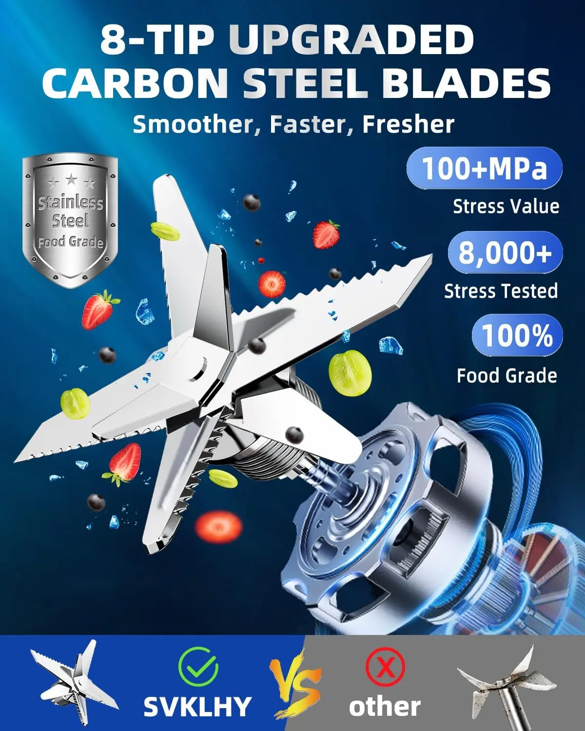 خلاط العصائر: [محرك ألماني 1600 وات] [شفرات مطورة ذات 8 أطراف] [15 تحكم في السرعة] خلاطات احترافية لعصير المطبخ