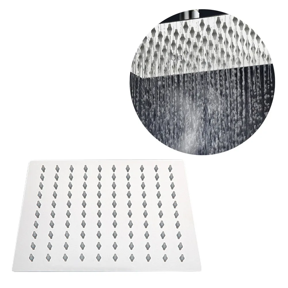 10 Inch Square Rain Shower Head Stainless Steel Ultra Thin High Pressure Wide Coverage Bathroom Fixture
