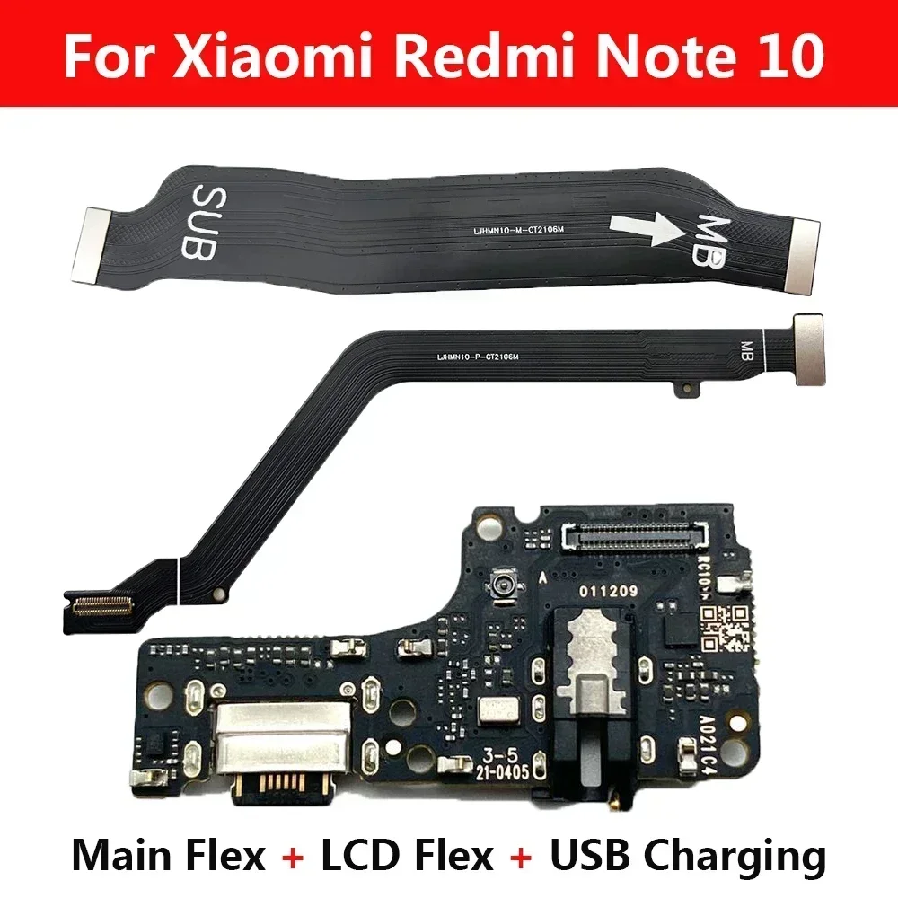 

For Redmi Note 10 / Redmi Note 10S USB Charging Port Mic Microphone Connector Main Motherboard LCD Flex Cable Replacement Part