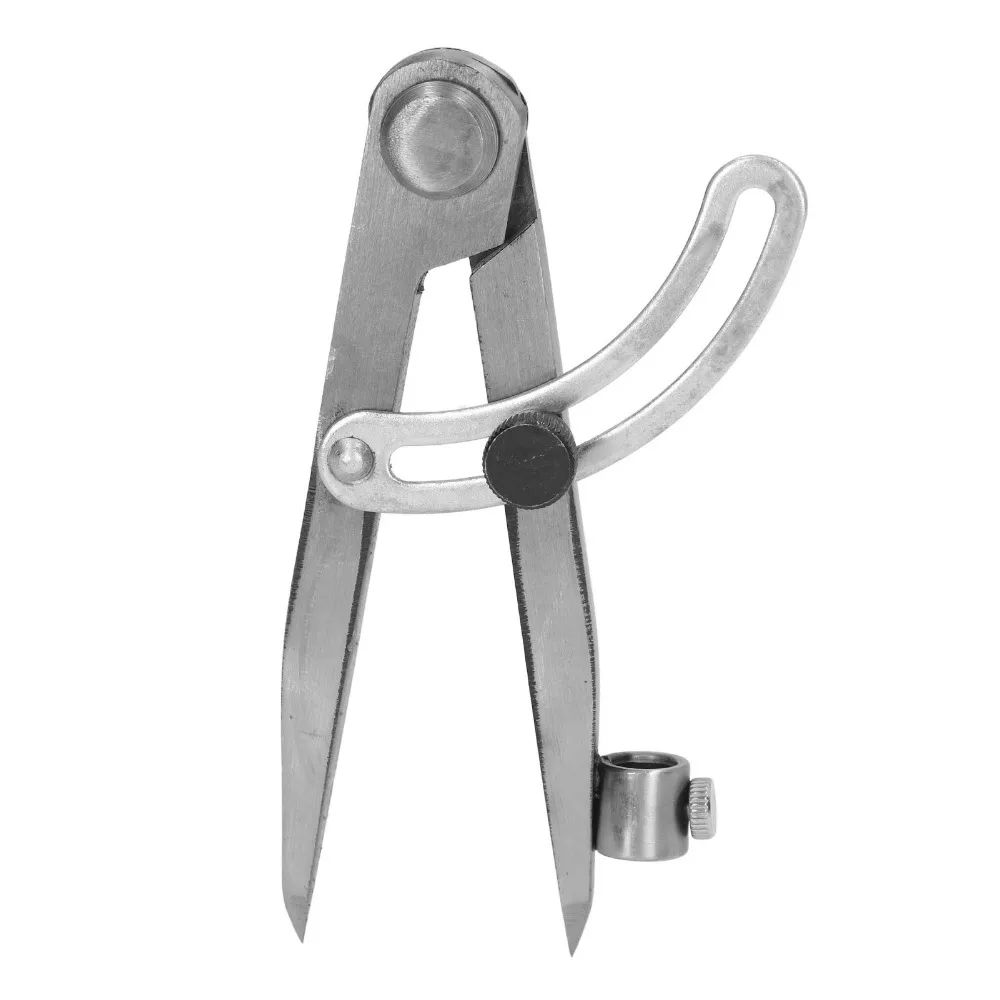 Carbon Steel Compass Scriber Pencil Holder 125mm Woodworking Scribe Tool Silver Adjustable Width Locking Wing Divider