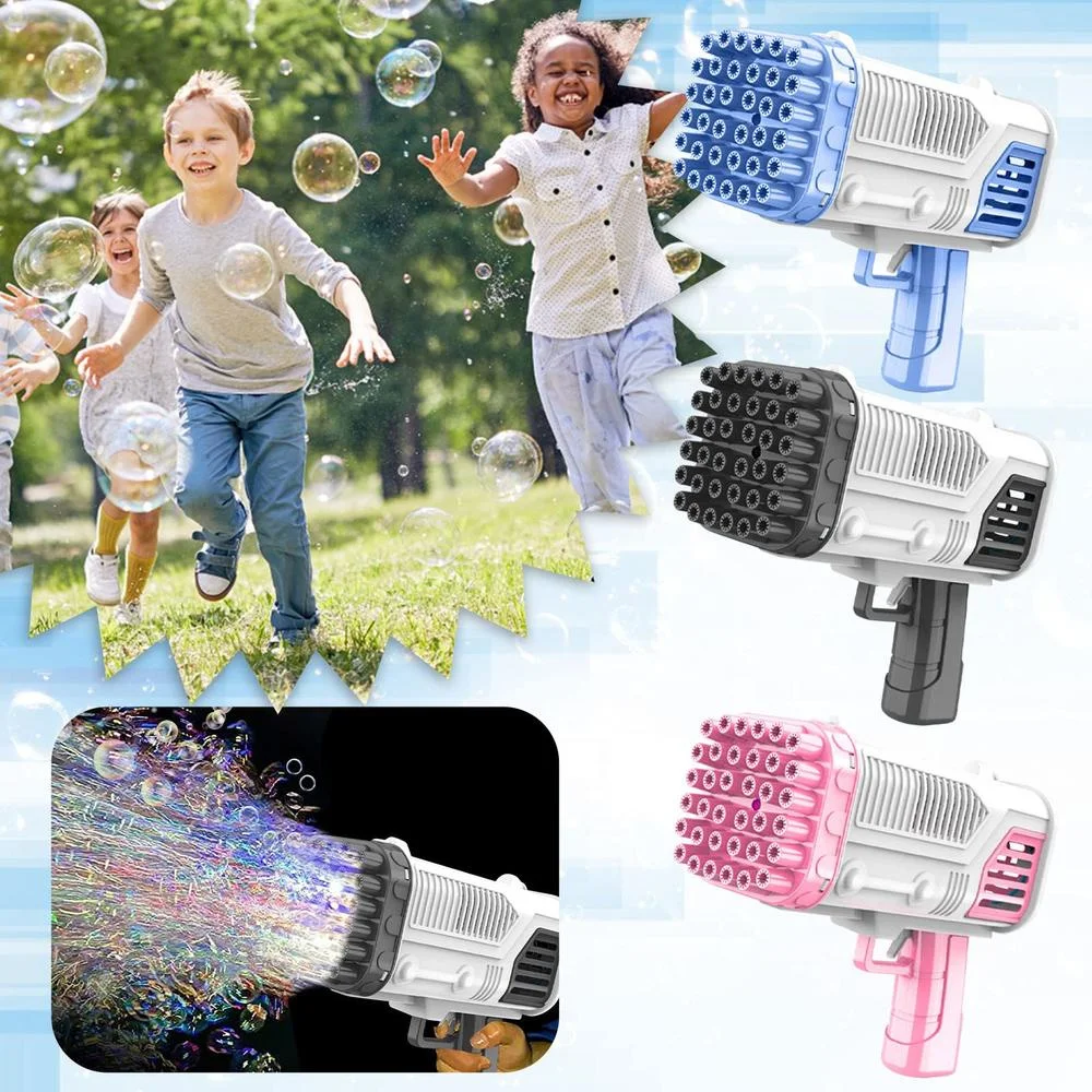 36 Holes Automatic Bubbles Machine With Colorful Light Angel-Bazooka Bubbles Gun Strong Wind Gatling Bubbles Gun Birthday Party