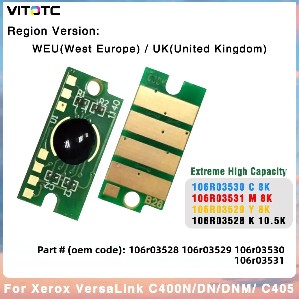 4 Pack Extreme High Capacity Toner Reset Chip Compatible For Xerox Versalink C405 C400 C400N C400DN C400DNM view 5