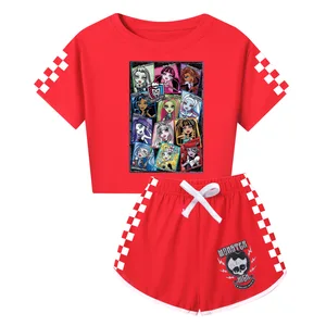 تي شيرت قصير الأكمام وسراويل للفتيات تصميم الوحش قصير الأكمام أعلى دمية الكرتون دراكولورا زي بيع كبير أفضل 12 ملابس دراكولورا عالية الوحش مبيعا - رقم 12