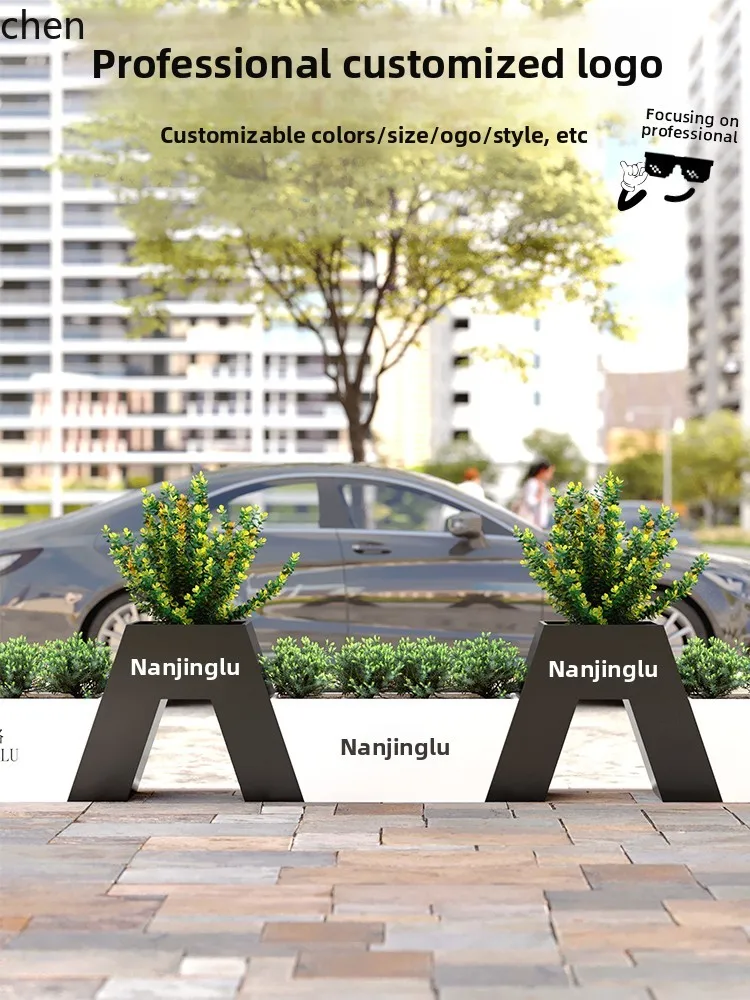 

HTT Outdoor Combination Sales Department Exterior Fence Partition Galvanized Sheet Flower Tray Municipal Garden Landscape