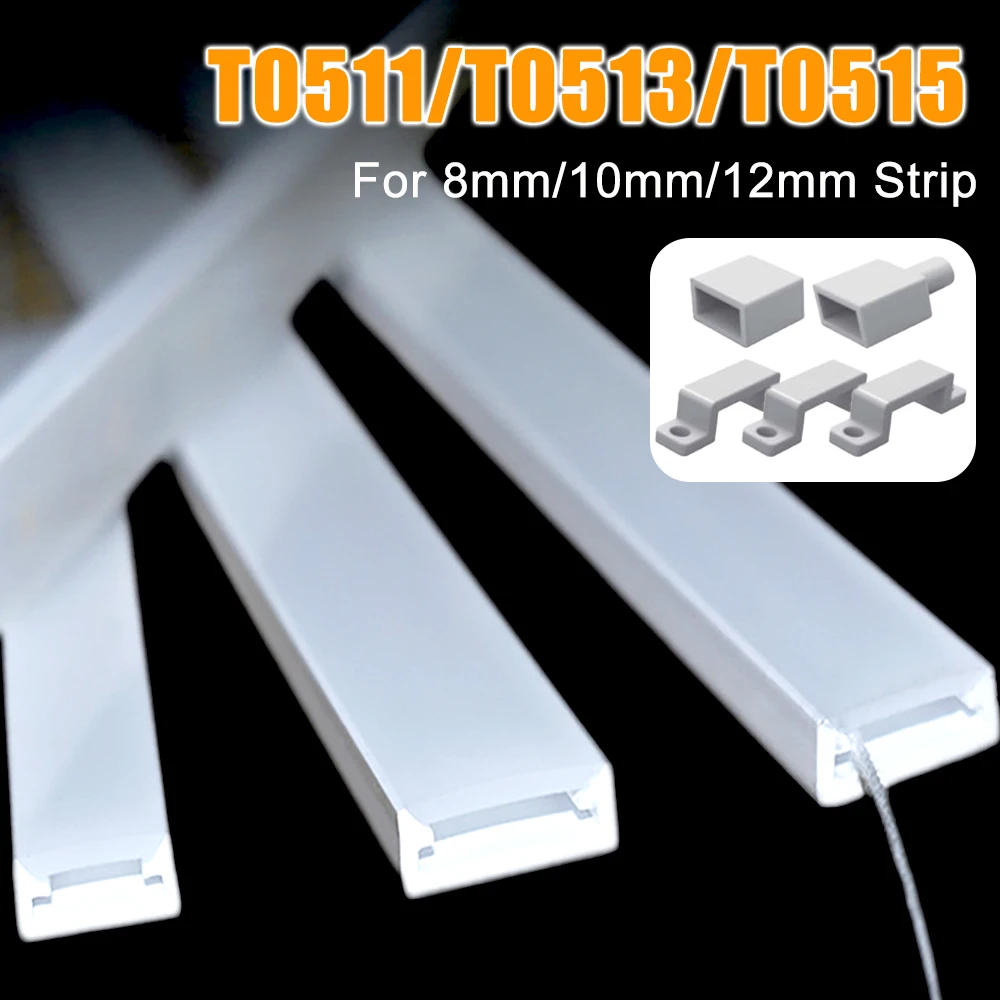 T0511 T0513 T0515 Flexible Silicone Neon LED Tube IP67 Waterproof Protection Cover For 8-12mm WS2812 WS2811 5050 RGB Strip Light
