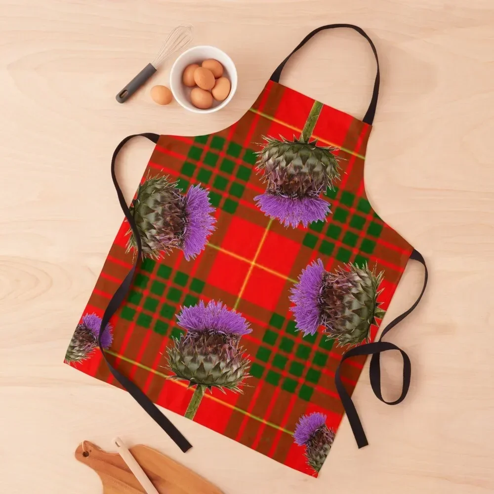 

SCOTTISH CAMERON TARTAN WITH PURPLE THISTLES ART Apron Kitchenware work ladies For Home Accessories Apron