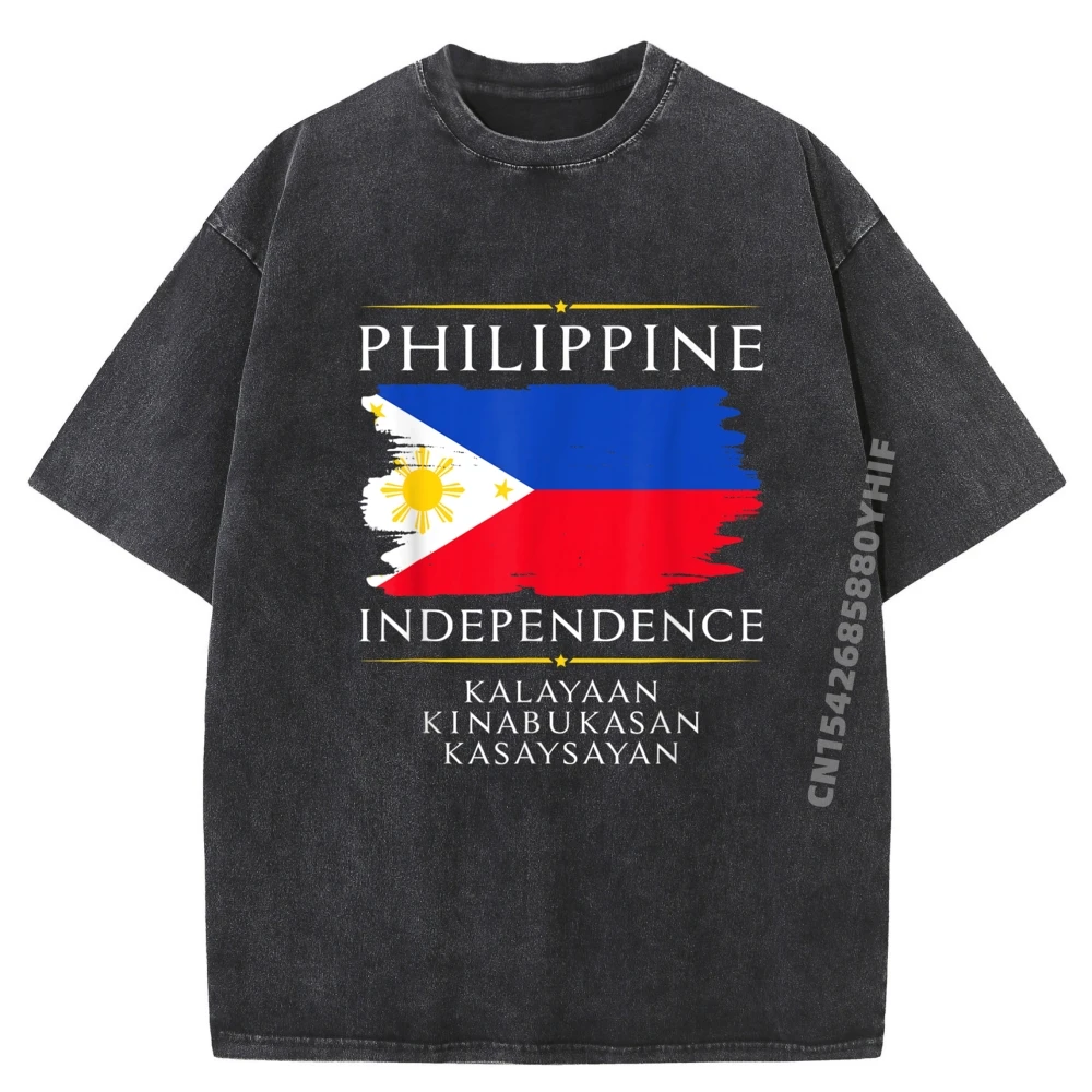 

Philippine Independence Philippines Flag Big And Tall T Shirts Mens Loose Washed New Shirts And T-Shirts Printed