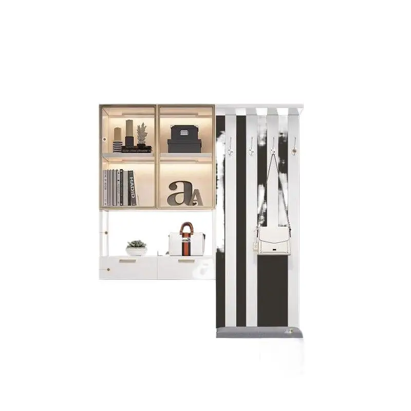 Italian-style light luxury entryway cabinet, integrated shoe cabinet, modern screen entryway partition cabinet, shoe bench