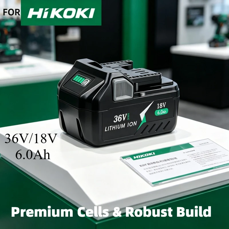 

New Upgraded 18V 6000mAh Rechargeable Battery for Hikoki Hitachi 36V Cordless Tools BSL36A18 BSL1815 BSL1860 Safety Protection