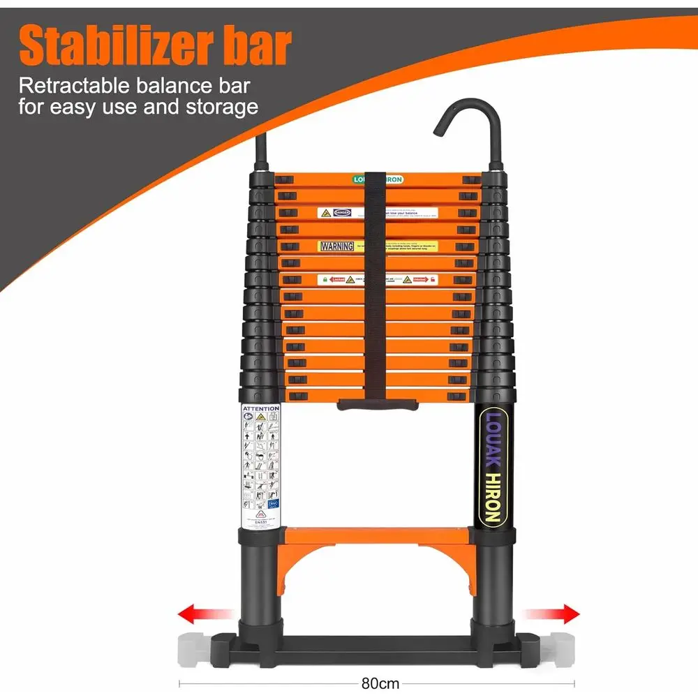 Ausziehbare, zusammenklappbare, rutschfeste Leiter für den Mehrzweckhaushalt, 14,5 Fuß/4,4 m