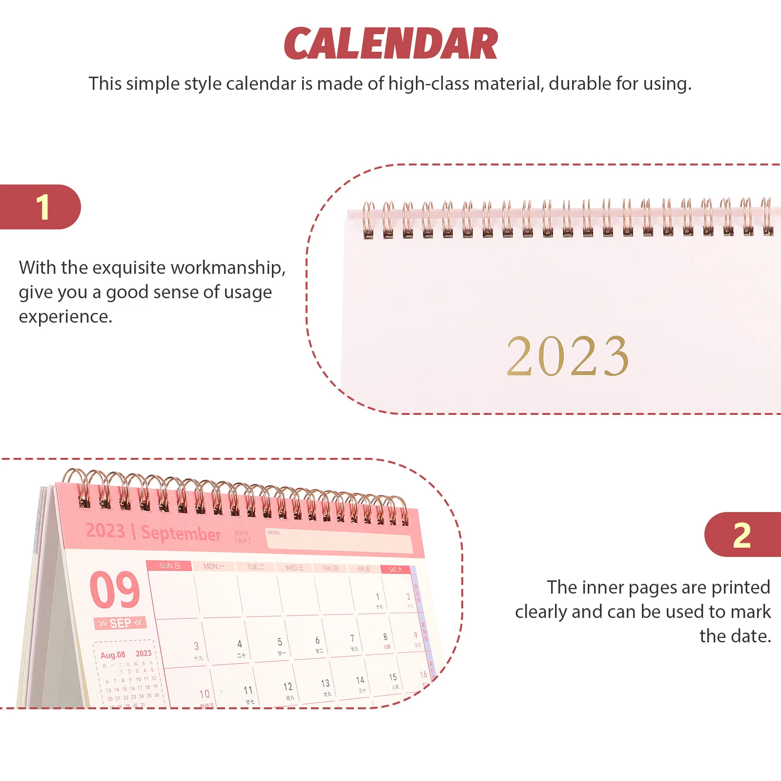 

2023 Desk Calendar Monthly Paper Home Office Accessory Sturdy Creative Design Simple Color Warm Atmosphere Affordable