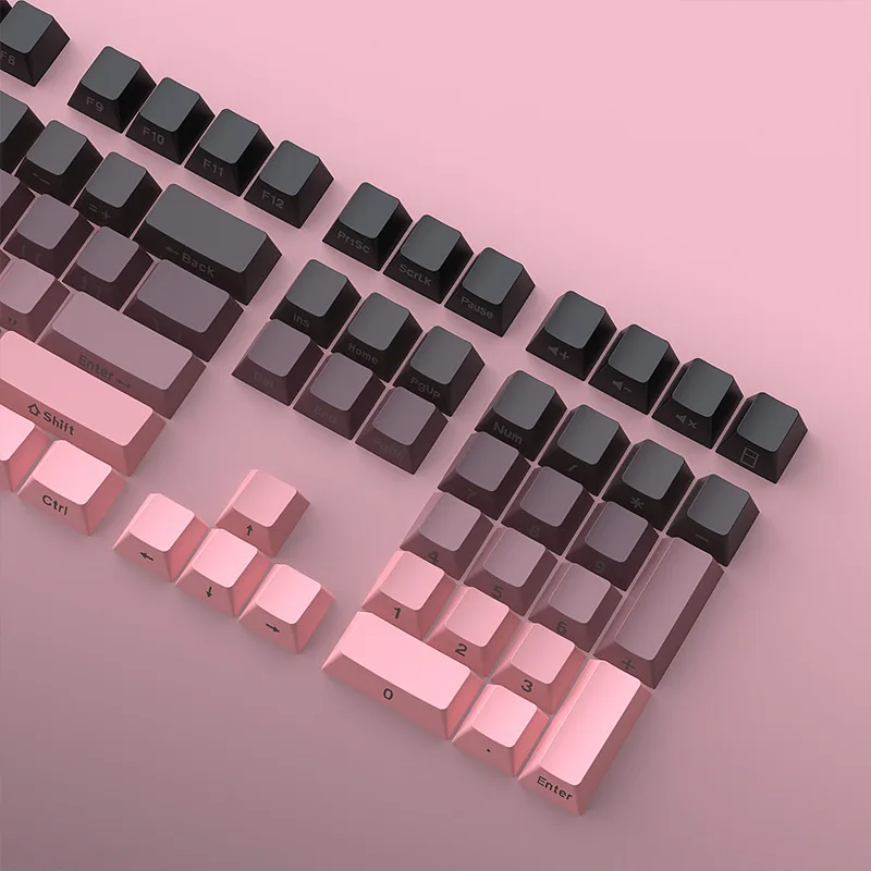 Black rose gradual change color side engraving luminous 134 key small full set 0EM height PBT material two-color