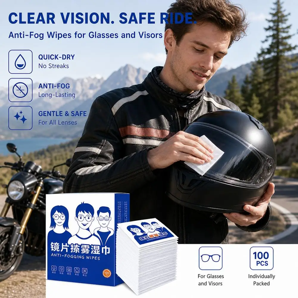 50/100PCS Anti-Fog Glasses Cleaning Wipes Pre-moistened Lens Wipes for Eyeglasses Sunglasses Camera Lenses Individually Wrapped
