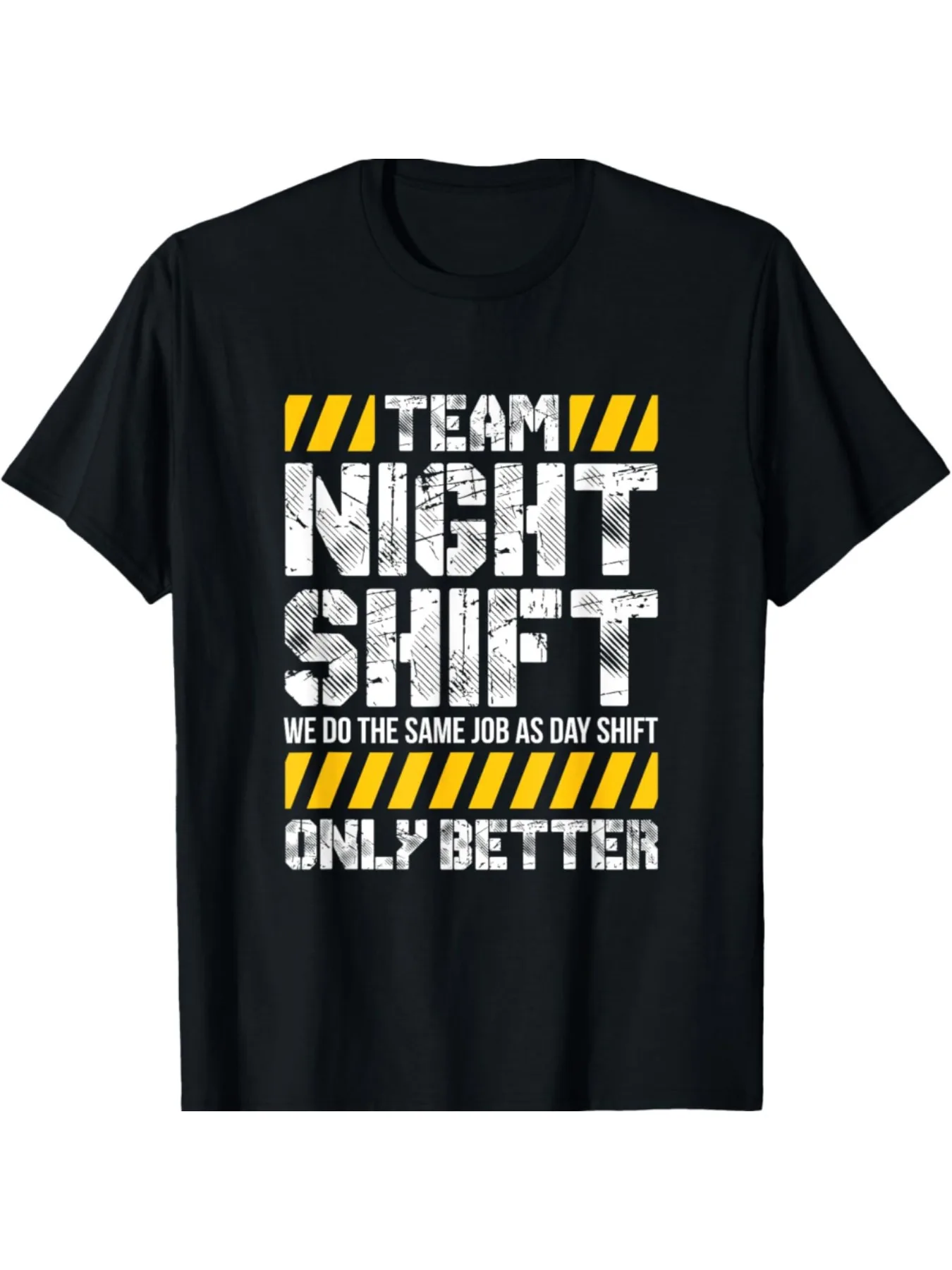 

Team Night Shift Casual Cotton T-Shirt for Midnight Workers Crew Neck Knit Fabric All-Season Regular Fit
