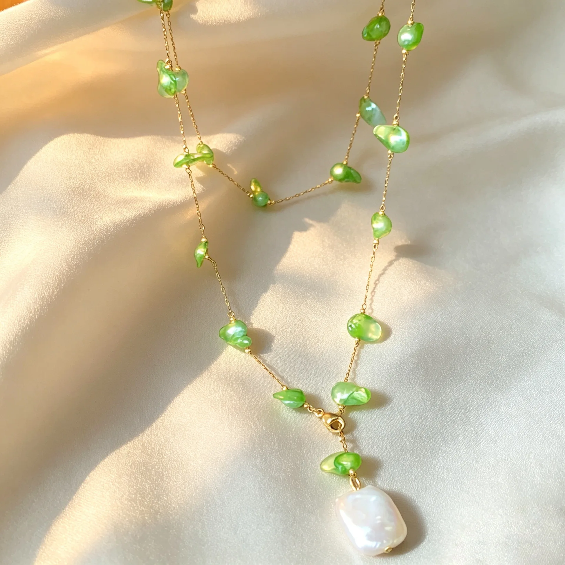 French Vintage Baroque Irregular Pearl Long Necklace Handmade Crushed Stone Beads Sweater Chain Luxury Stackable Women Jewelry