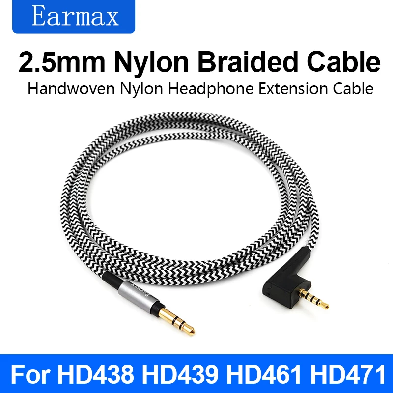 For Sennheiser HD461 HD438 HD439 HD461G HD461i HD471i Earphones Replaceable 3.5mm to 2.5mm Nylon Braided Upgrade Cable