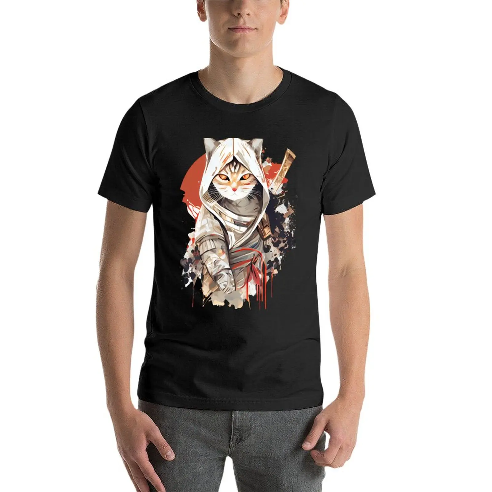 Cat: Assassins Creed T-Shirt summer tops Aesthetic clothing Men\'s cotton t-shirt