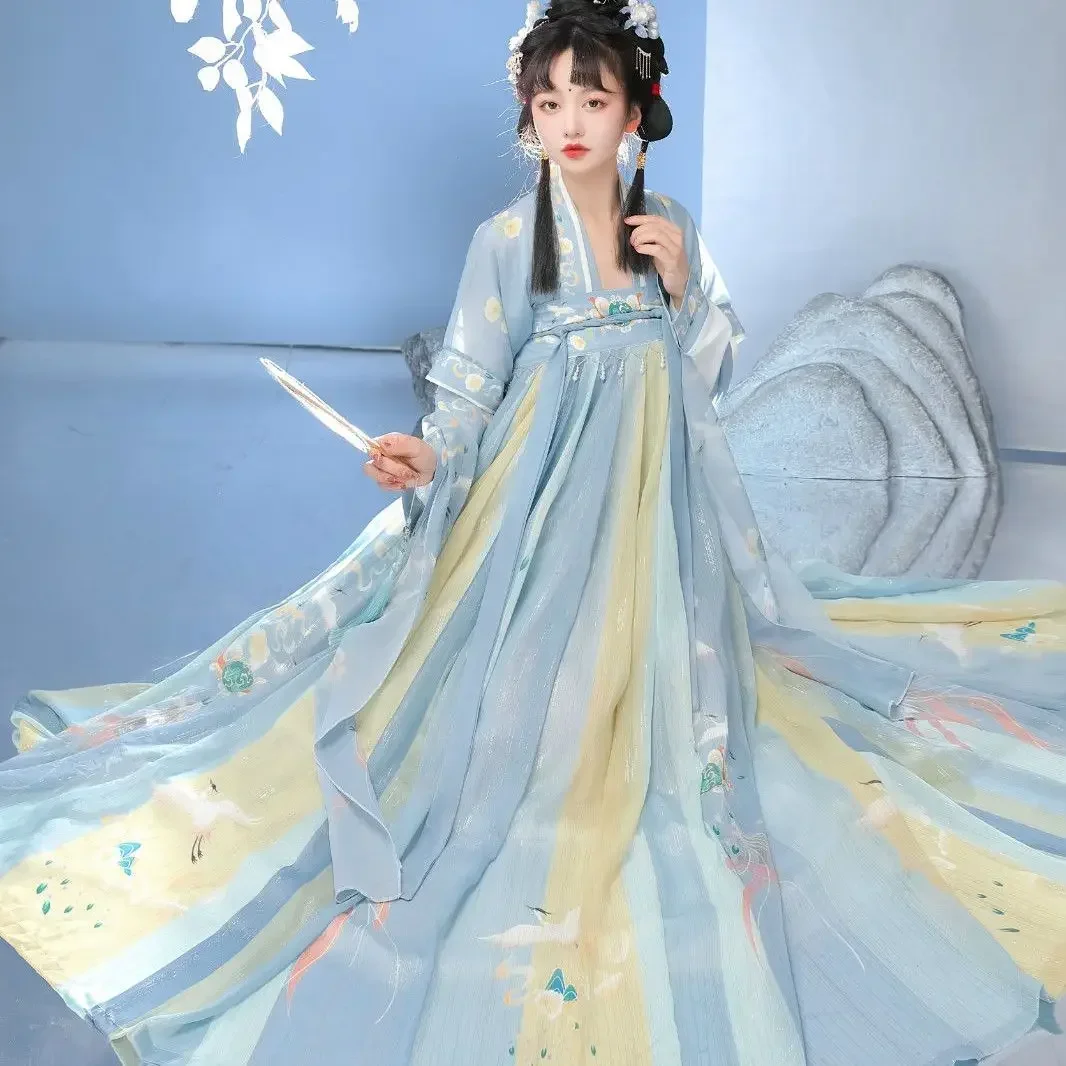 Robe Hanfu chinoise pour femmes, Yongyexinghe, Lingata, aoata, ao, yushuxin, Prairie, costume imprimé littérature, jupe Hanfu Ru, ensemble complet