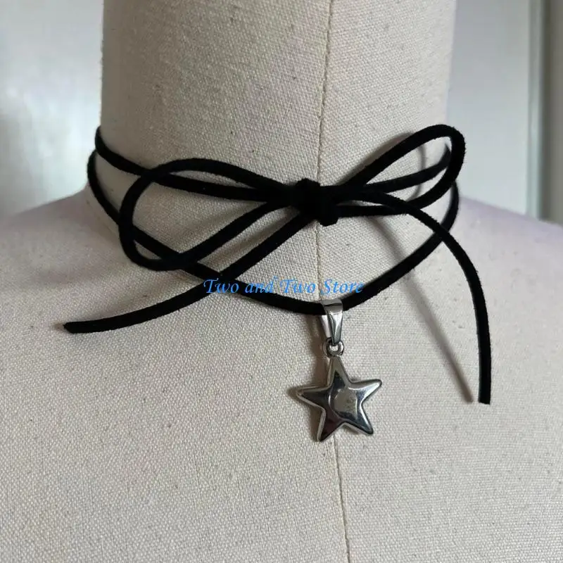 قلادة قلادة HX6F Fashion Star Flower Netlace Simple Clavicle Chain Netlace Jewelry