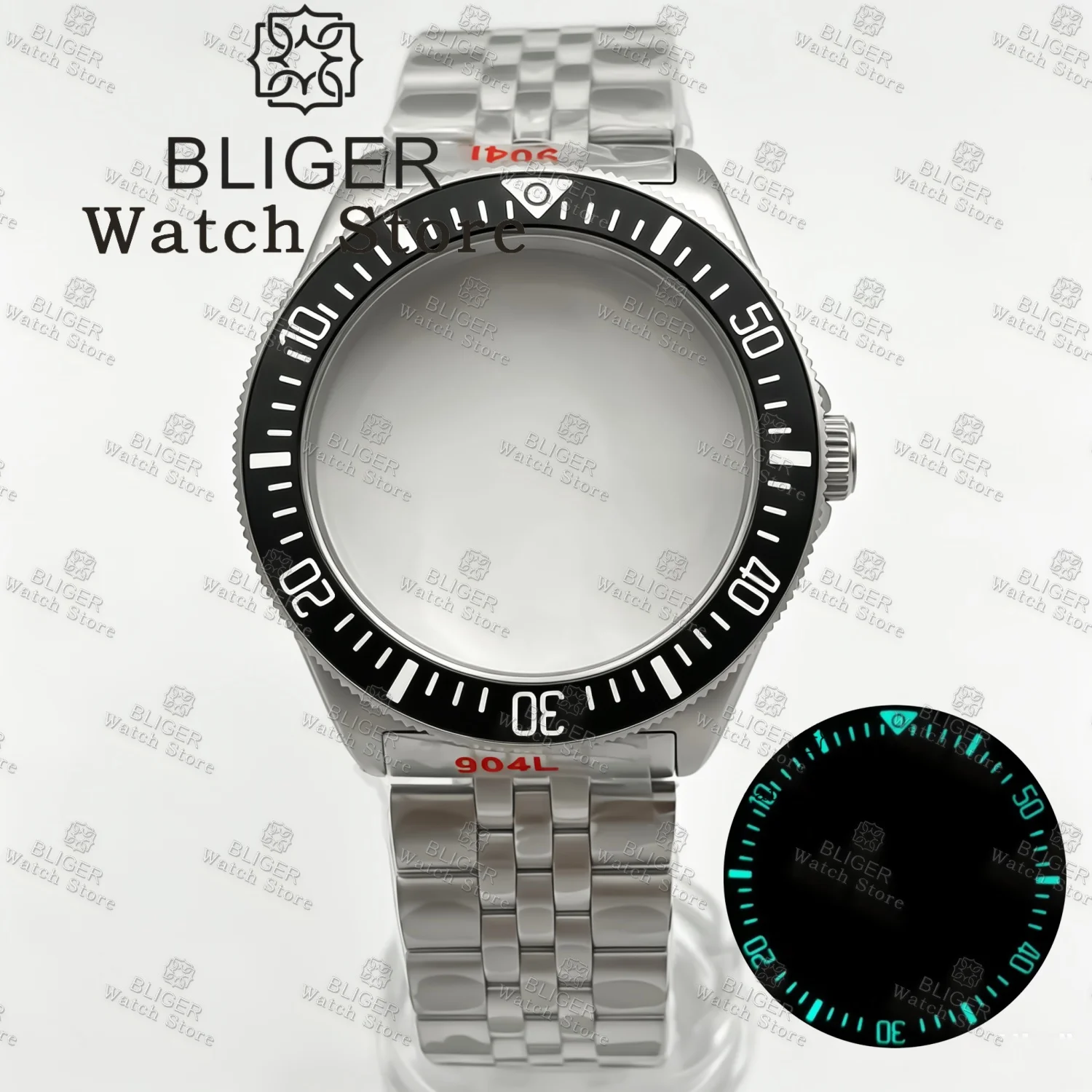 BLIGER 40mm Tactical Frog Stainless Watch Case With Strap Sapphire Fits NH34 NH35 ETA2824 PT5000 Movement Waterproof Watch Case