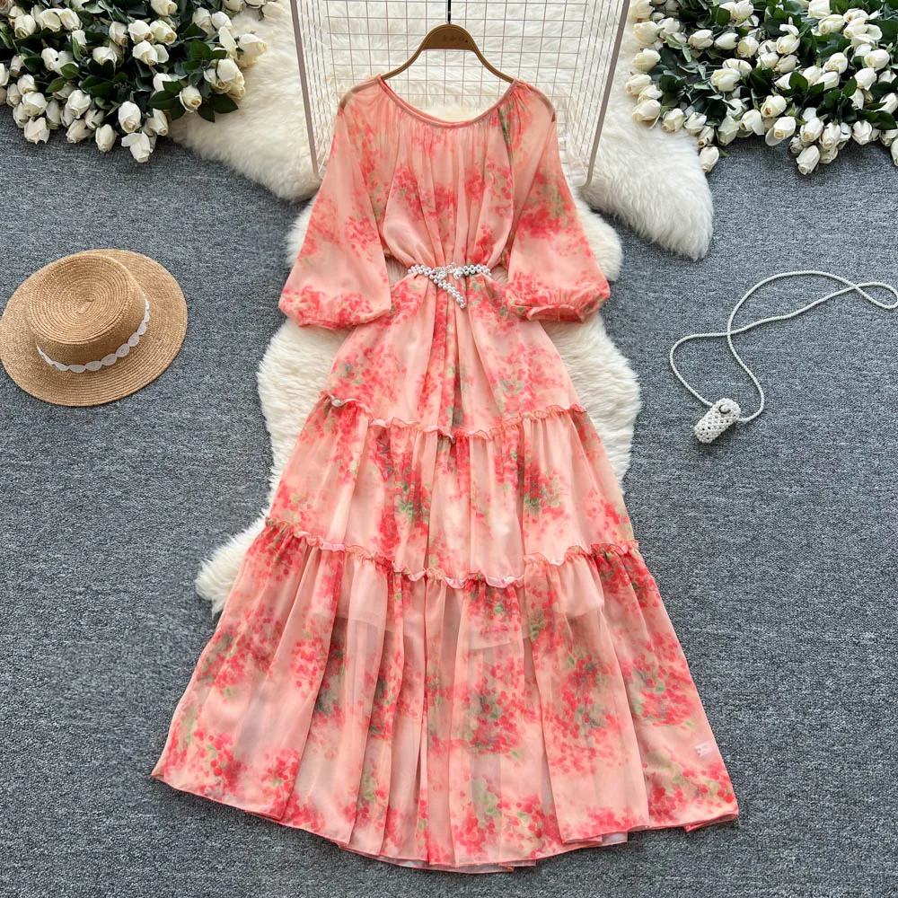 

Long Dress Women Dresses Print Floral A Line Vestidos Streetwear Wedding Full Sleeve Elegant Splice Y2k High Waist Work 2025