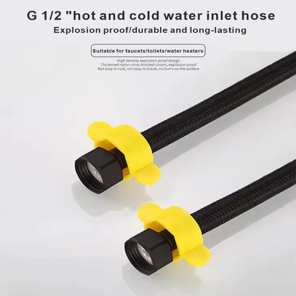 

New G1/2" Water Inlet Hose Black Faucet Heater Pipe Toilet Connection Cold Hot Mixer Inlet Pipe Kitchen Bathroom Accessories Set