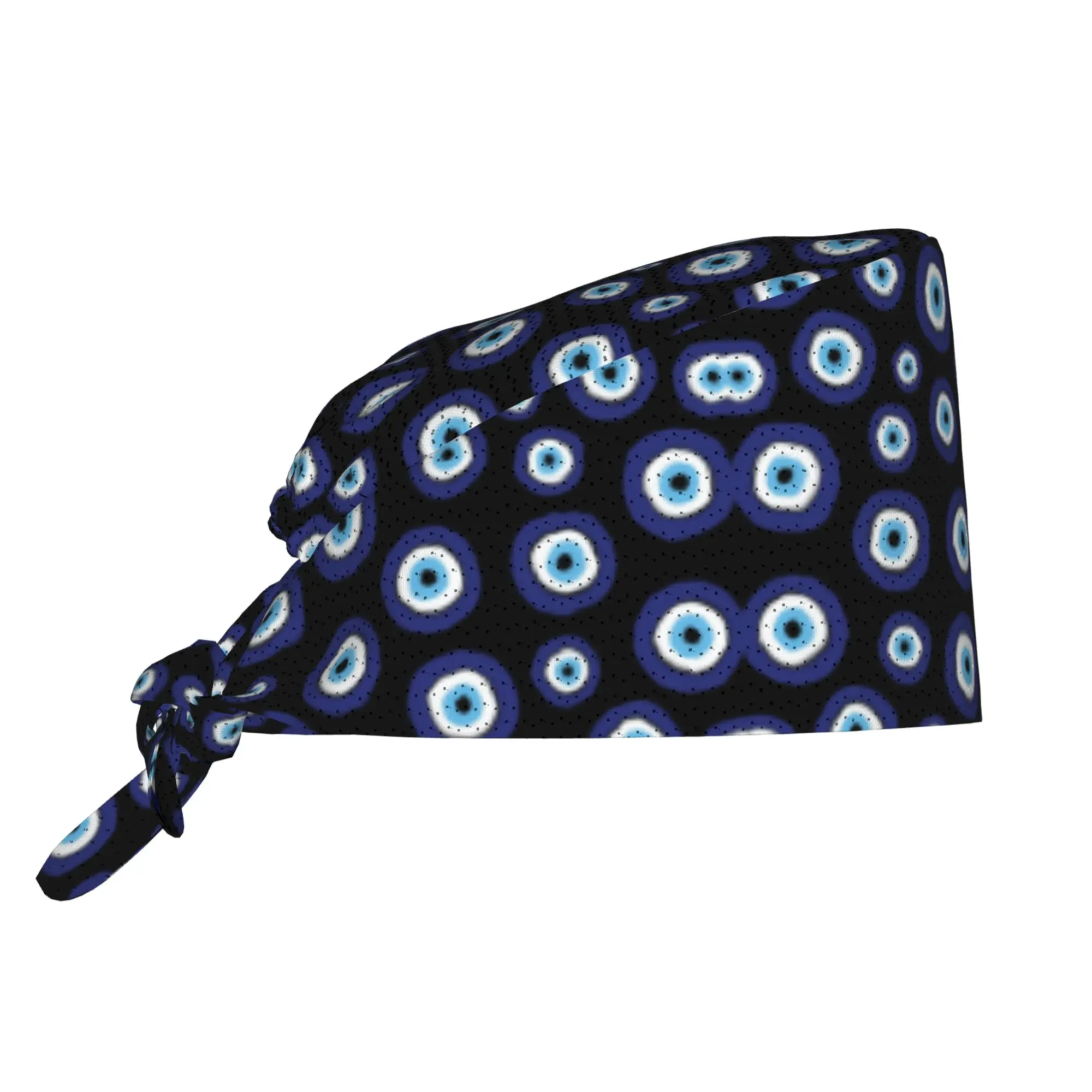 Greek Amulet Evil Eye Pattern Breathable Nursing Work Cap Nursing Hair Hats Nazar Lucky Charm Work Scrubs Hat for Hospital