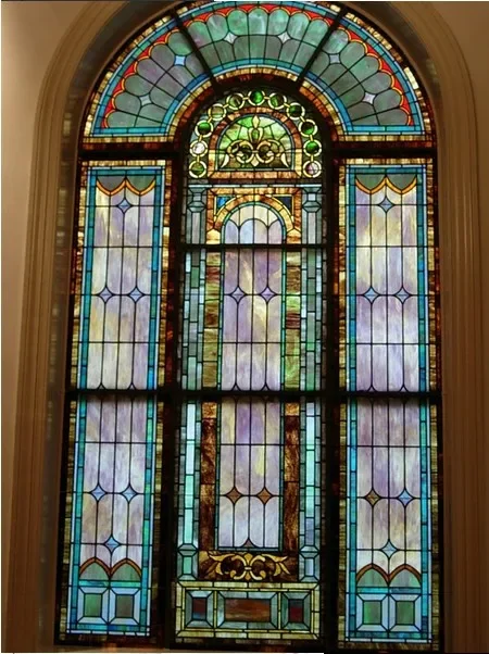 Colored glass entry kitchen sliding door window curved lighting decoration ceiling partition inlay tempered
