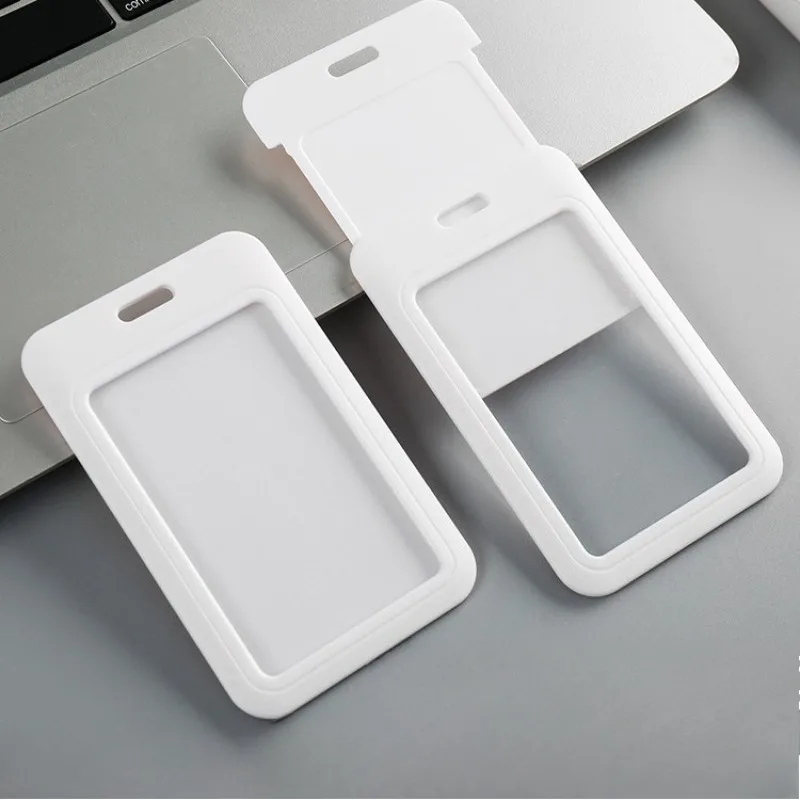 White Sliding Case Card Cover Plastic Chest Student Meal Card Cover Kindergarten Bus Card Work Permit Badge Clip