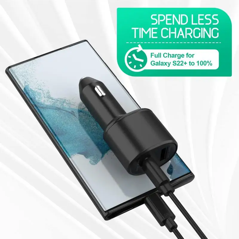 充電ケーブル付き高速カーチャージャー、2ポートカーチャージャー、電話、カメラ、ラップトップ用アダプター