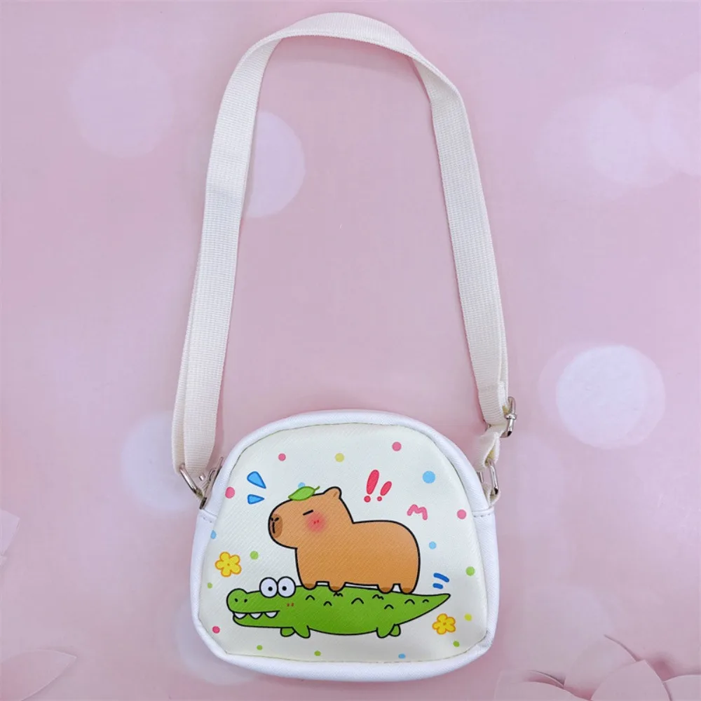 Bolso cruzado de cuero PU para capibara, correas ajustables, bolso de hombro de dibujos animados de mandarina, bolso escolar con dibujos de animales Kawaii para piscina