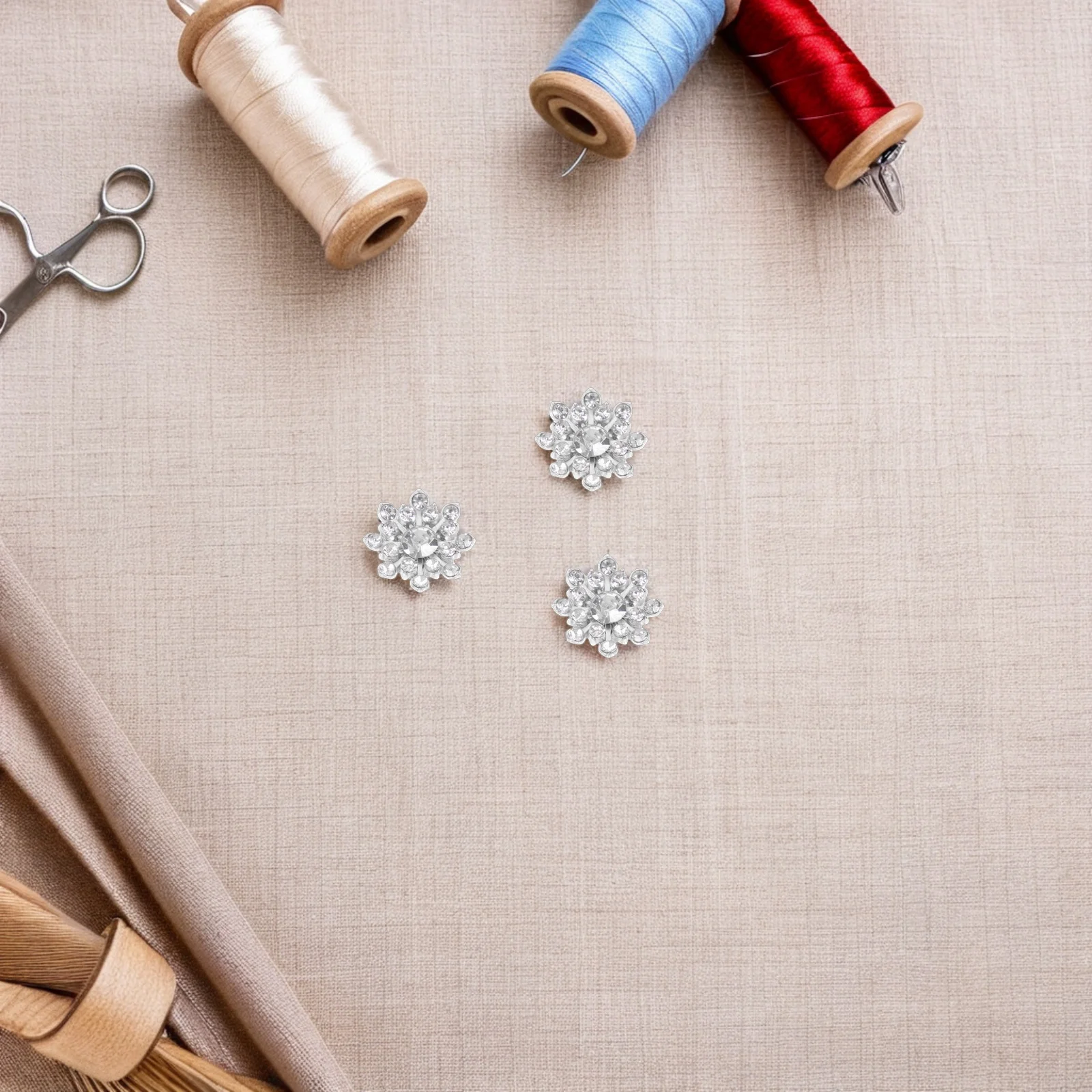

50Pcs Snowflake Rhinestone Buttons 15Mm Sparkly Flower Center Decorative Sewing Rhinestones for DIY Jewelry Bags Shirts