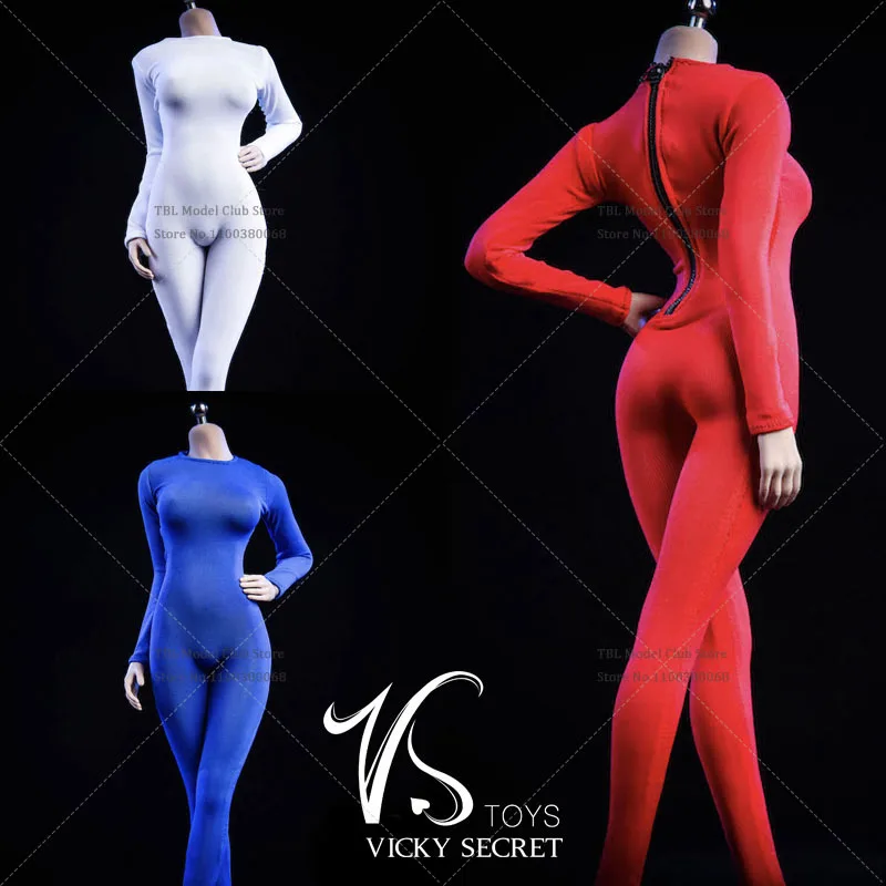 19XG37 19XG38 Effen Kleur 1/6 Sexy Slanke vrouwen Strakke Dieptepunt Ondervacht Lange Mouw/Mouwloze Jumpsuit voor 12 "Action Figure