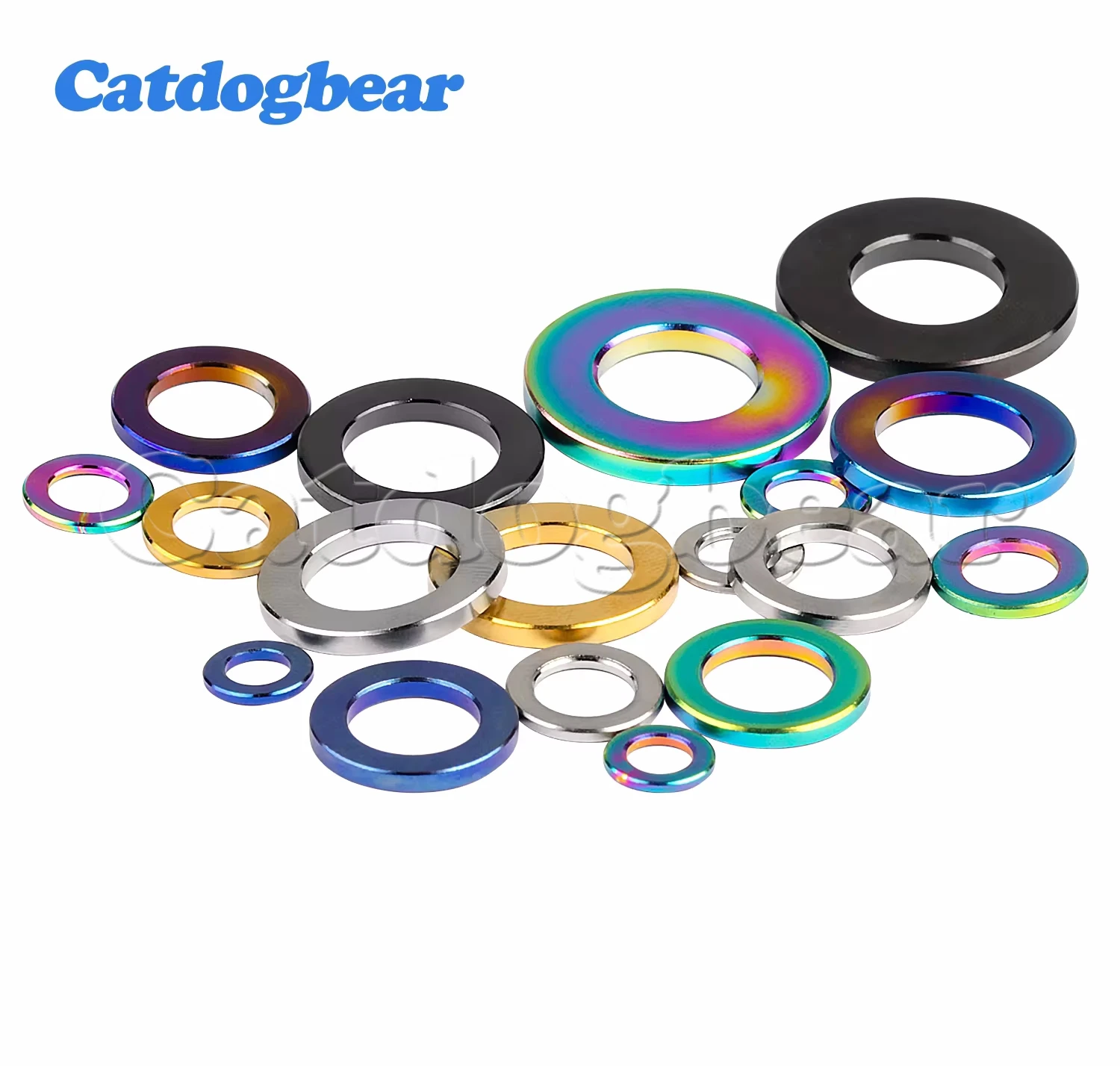 Catdogbear-arandela de titanio para bicicleta, Junta espaciadora plana para ciclismo, motocicleta y coche, M4, M5, M7, M8, M10