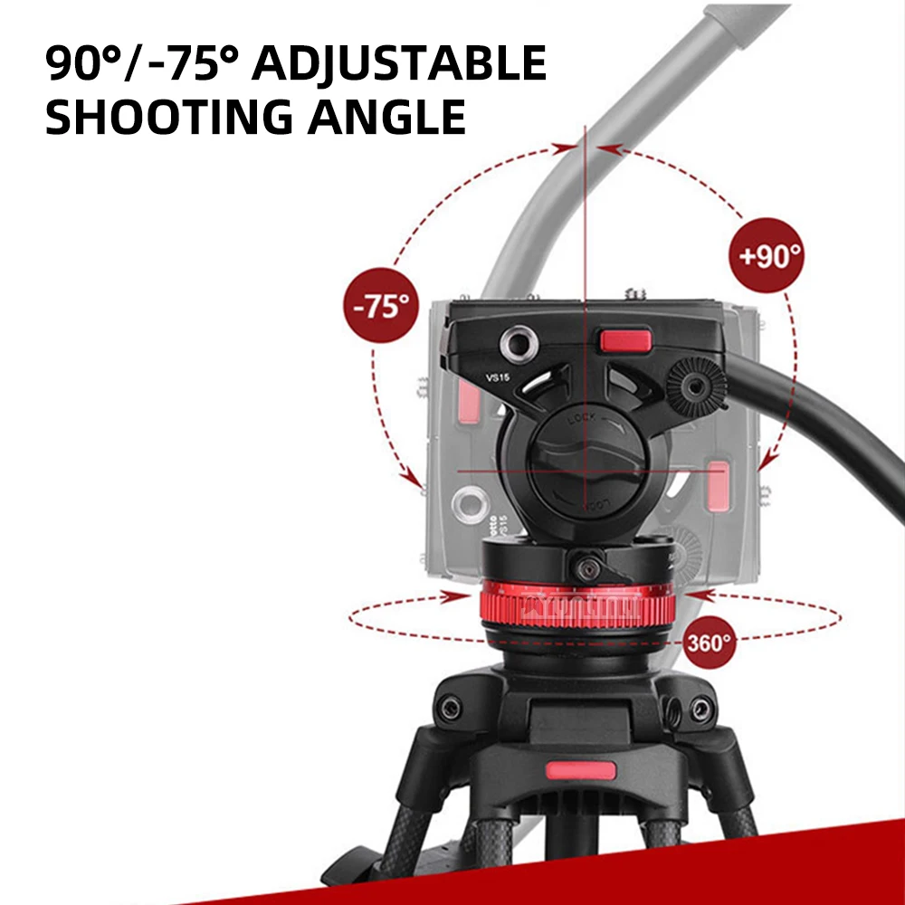 2026 حامل كاميرا ثلاثي القوائم للتخميد الهيدروليكي، تصوير احترافي، رأس معدني بانورامي 360 درجة